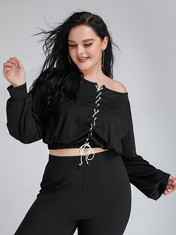 Cross Tie Long Sleeve Crop Top