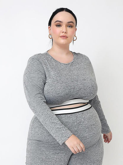 Long Sleeve Crew Neck Crop Top