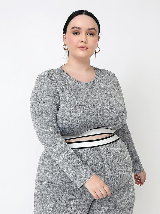 Long Sleeve Crew Neck Crop Top