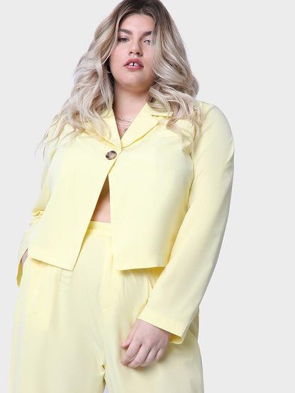 Solid Siut Collar Crop Tops