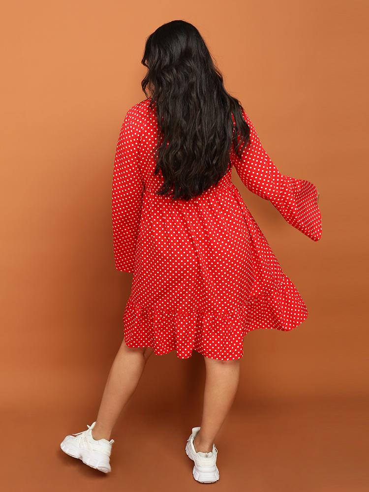 Ruffled Hem Polka Dot Dress