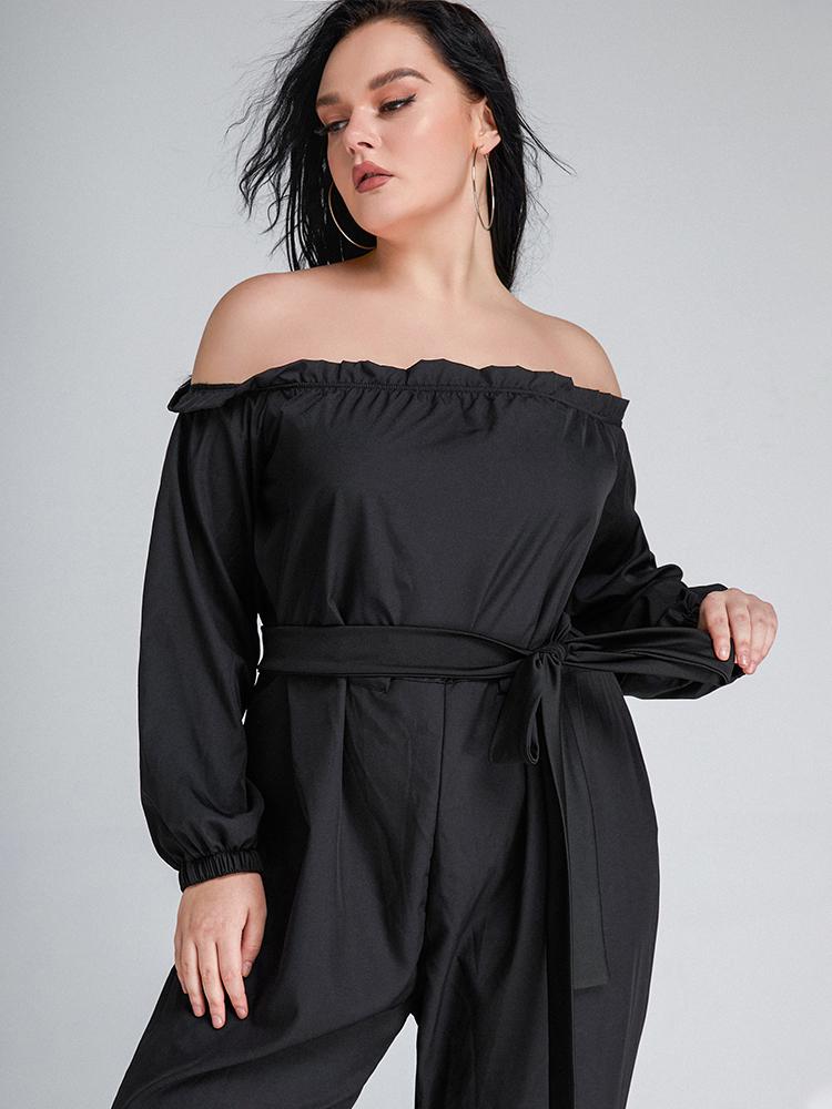 Off Shoulder Lace-up Jumpsuit