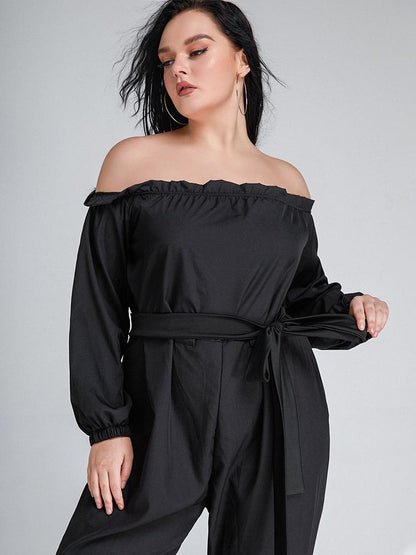 Off Shoulder Lace-up Jumpsuit