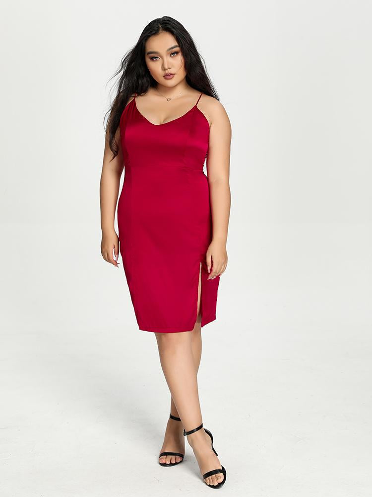 Split Hem Suspender Dress