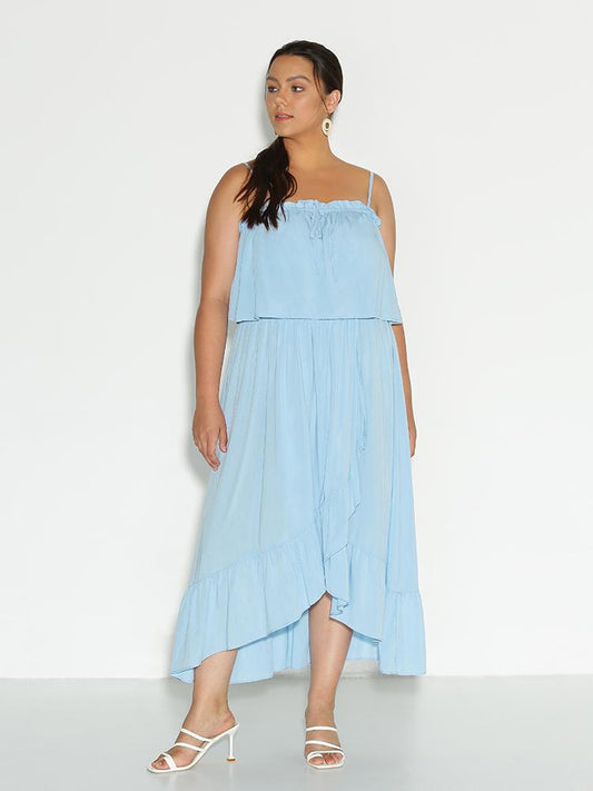 Ruffle Knot Irregular Hem Dress