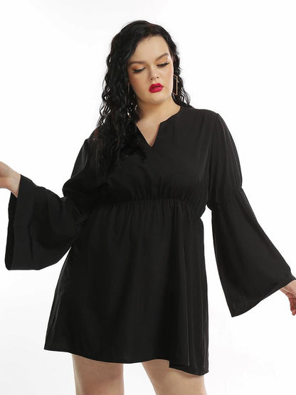 High Waist Flared Sleeve Dress