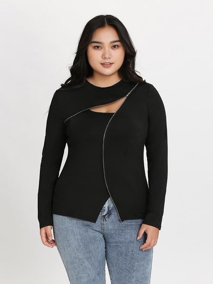 Zipper Split T-Shirt