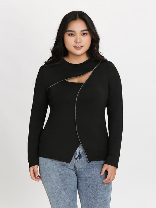 Zipper Split T-Shirt