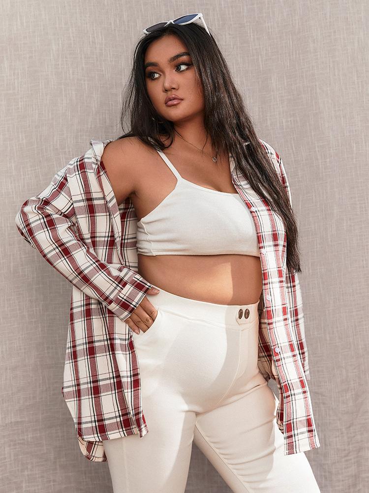 Vintage Plaid Button Blouse