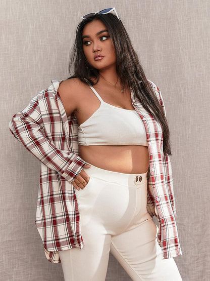 Vintage Plaid Button Blouse