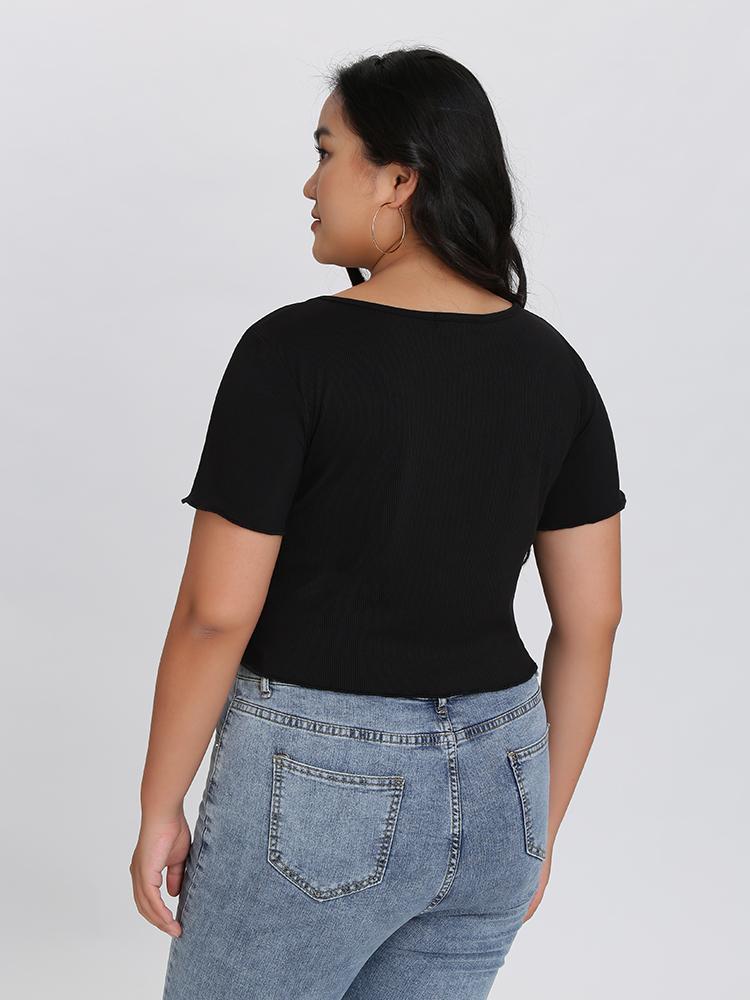 Cut Out Knot Front T-Shirt