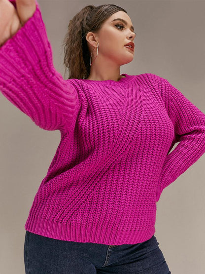 Solid Color Crew Neck Sweater