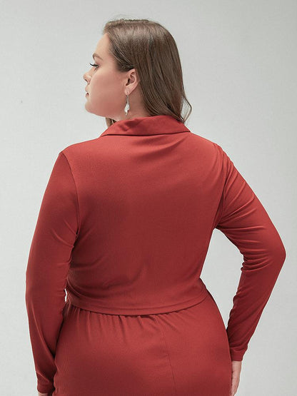 Solid Button Lapel Crop Top