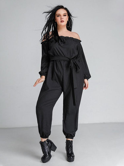 Off Shoulder Lace-up Jumpsuit