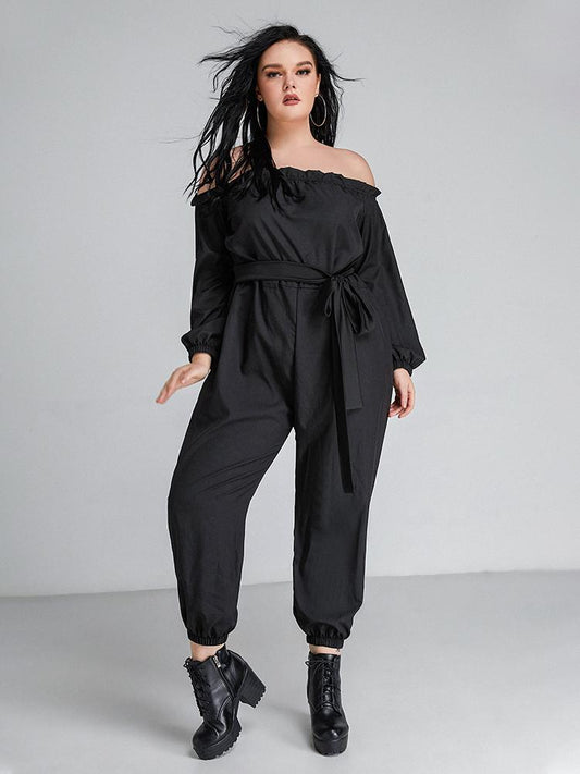 Off Shoulder Lace-up Jumpsuit