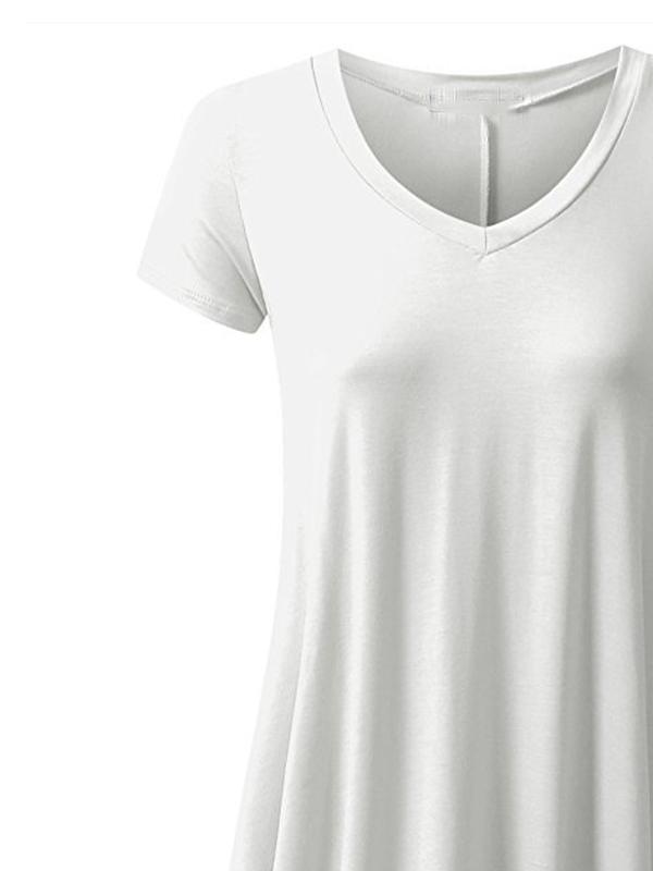 V-neck Solid Color Dress