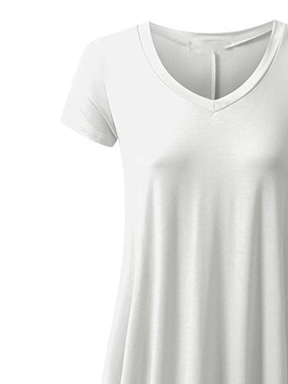 V-neck Solid Color Dress