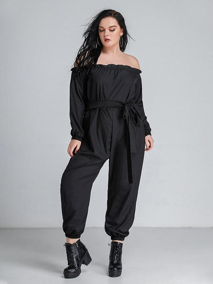 Off Shoulder Lace-up Jumpsuit