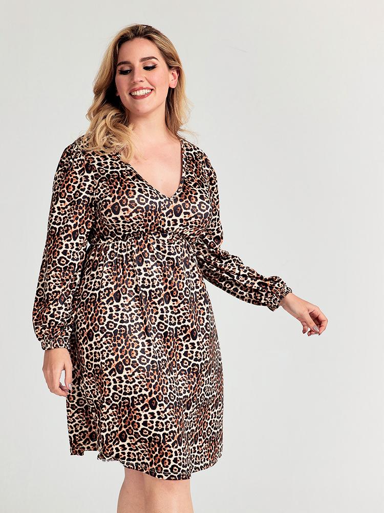 V-neck Leopard Dress