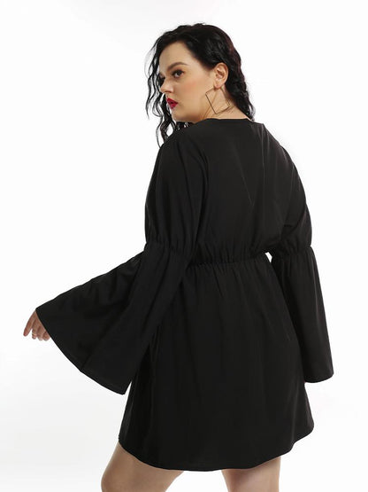 High Waist Flared Sleeve Dress