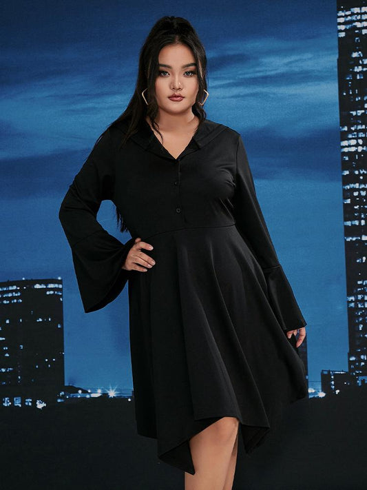 Dolman Sleeve Irregular Hem Dress