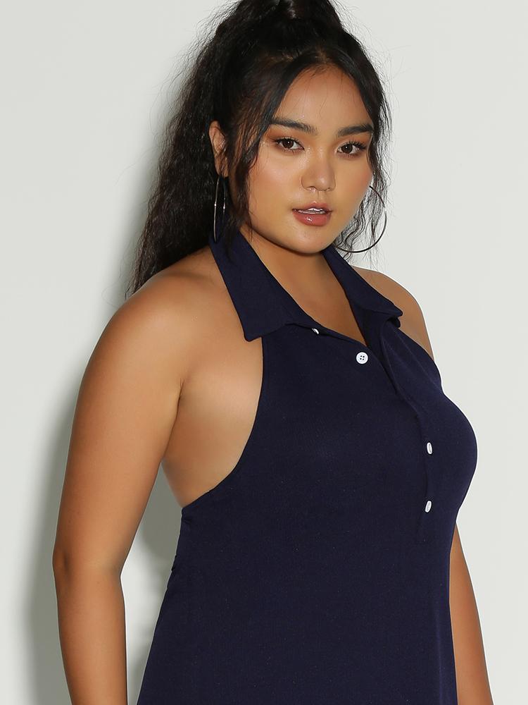 Button Backless Dress