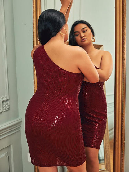 One Shoulder Sequin Dress