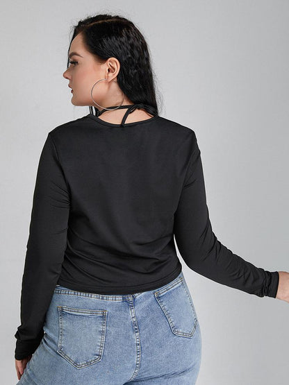 Shirred Keyhole Crop T-shirts