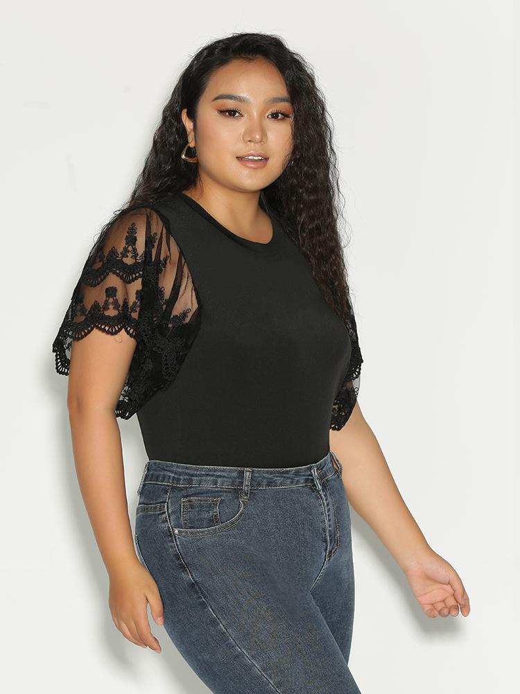 Lace Dolman Sleeve T-Shirt