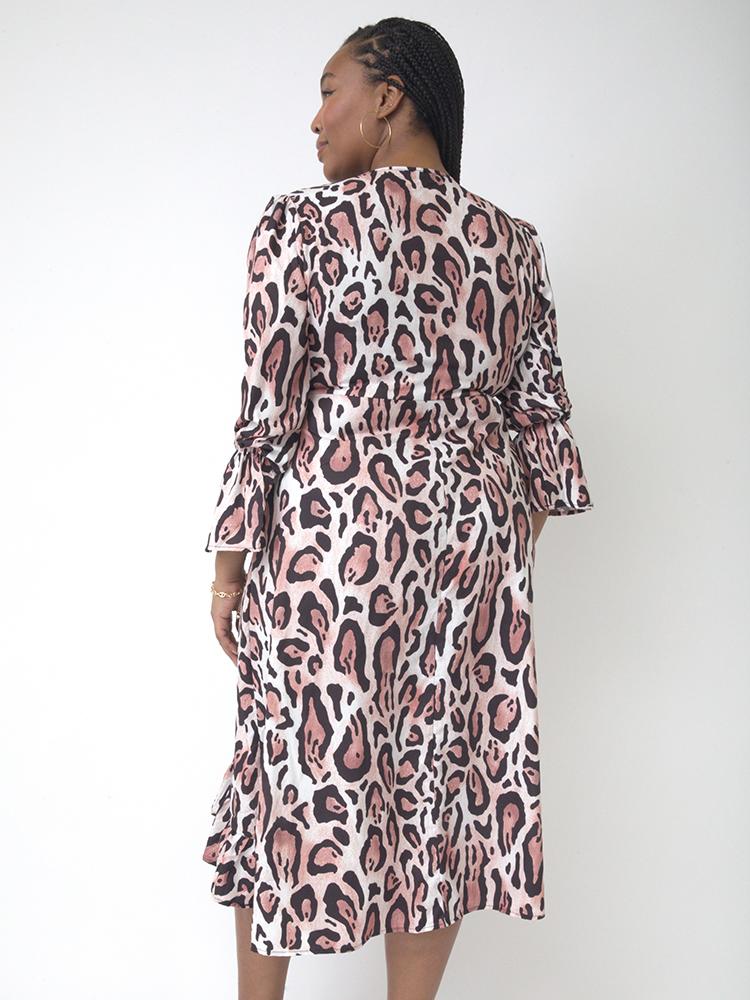 Irregular Ruffles Hem Leopard Print Dress