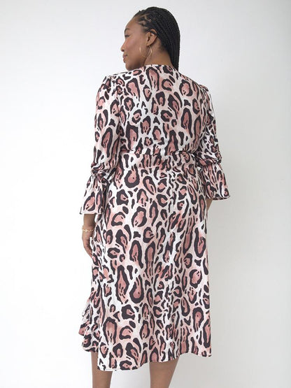 Irregular Ruffles Hem Leopard Print Dress