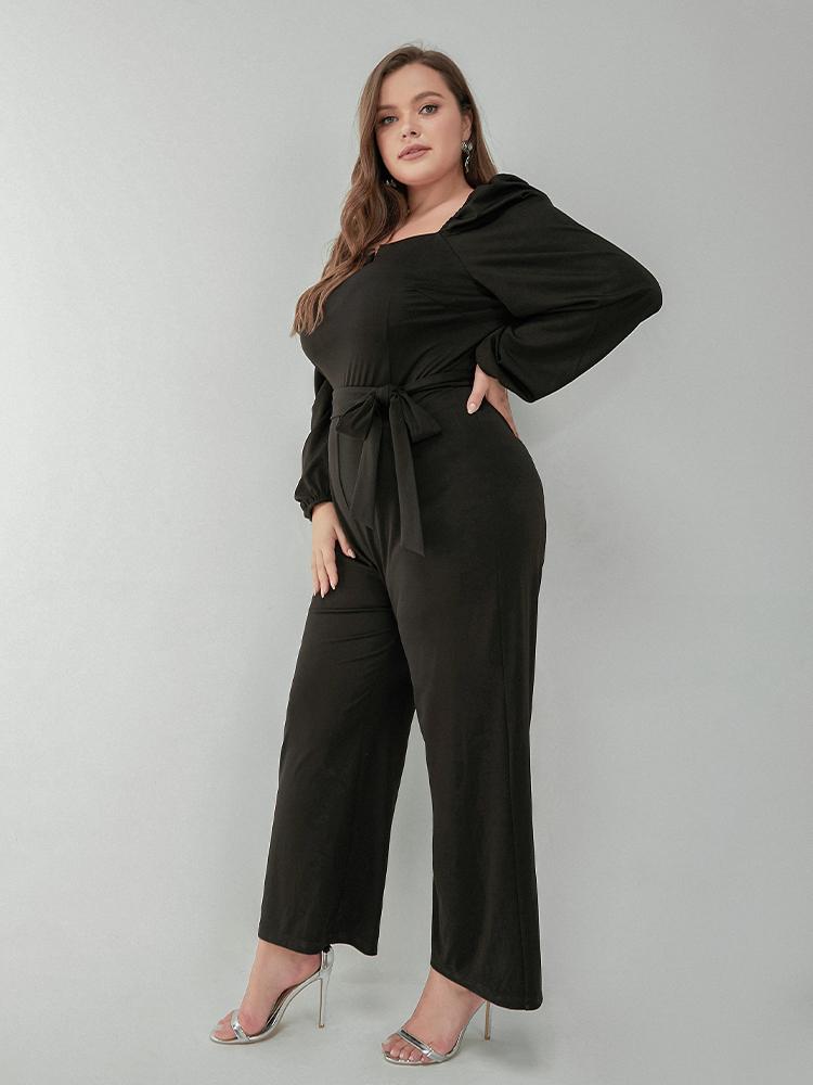 Solid Puff Sleeve Jumpsuit