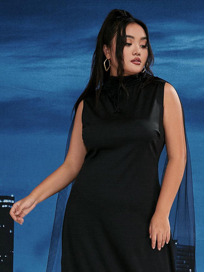 Mesh Cloak Sleeveless Dress