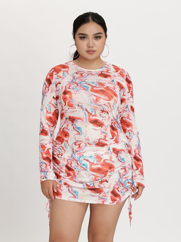 Tie Dye Ruched Mini Dress