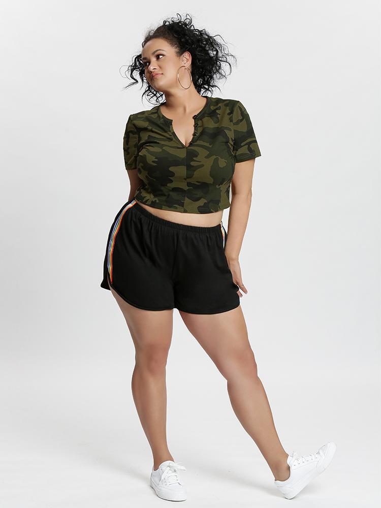 Buttoned Front Camo Top