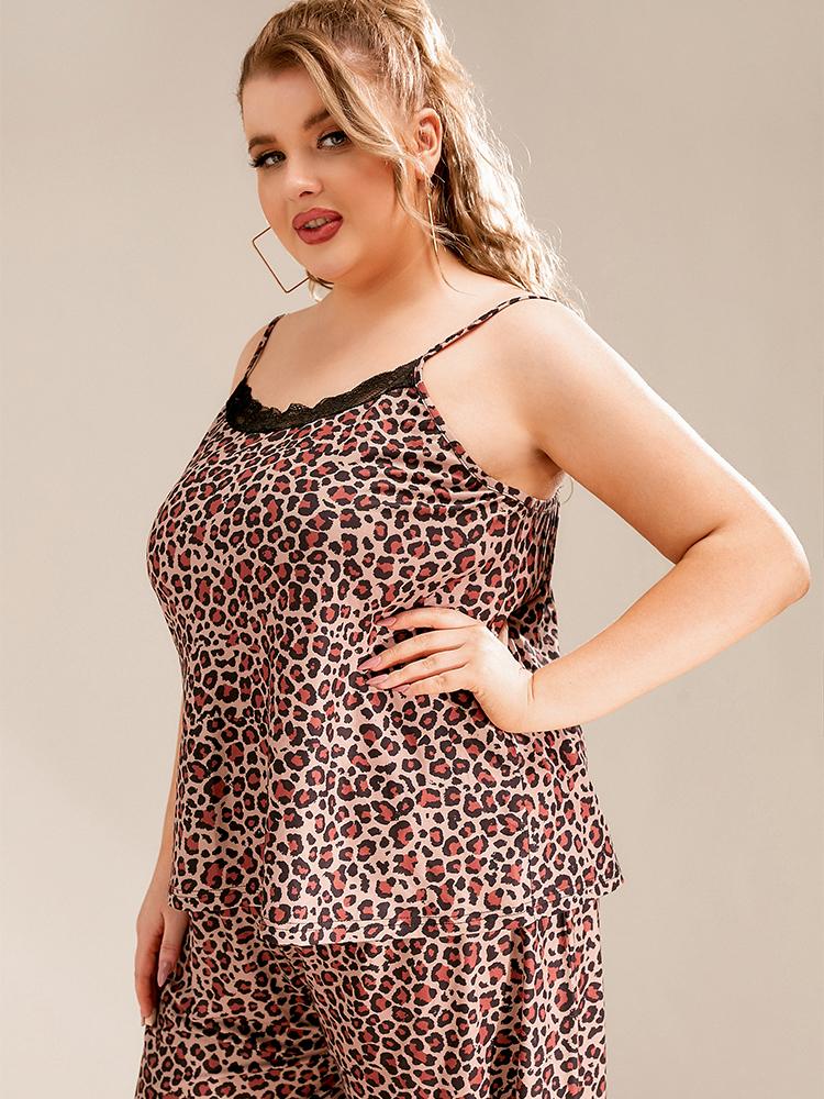 Leopard Print Lace Stitching Loungewear