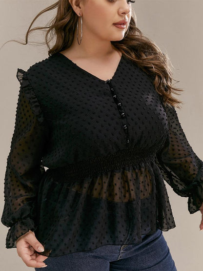 Sexy Mesh Ruffled Top