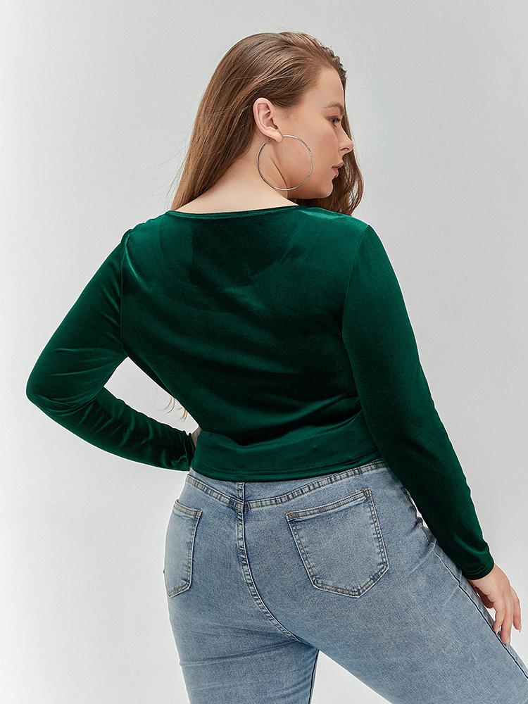 Solid Long-sleeved Crop T-shirt