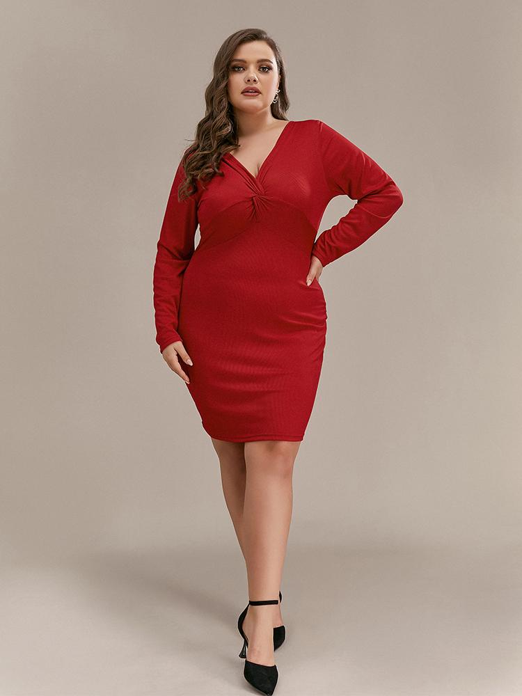 Knotted V-neck Bodycon Dress