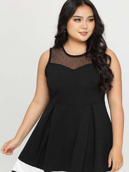 Mesh Hem Pleated Dress