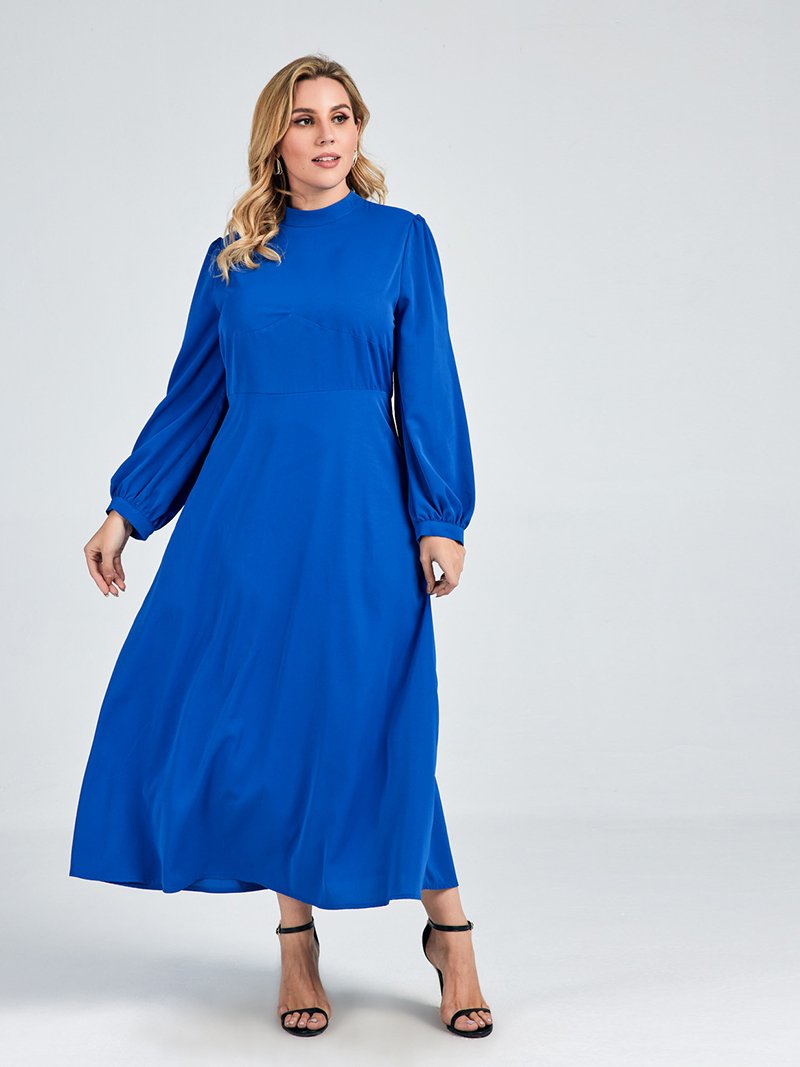 Half Turtleneck Solid Maxi Dress