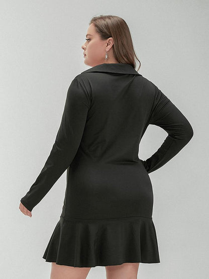 Irregular Neck Long Sleeve Dress