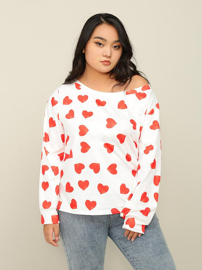Love Print One Shoulder T-shirt