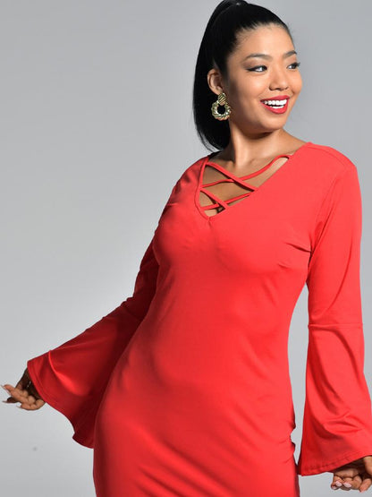 Solid Long Sleeve Dress