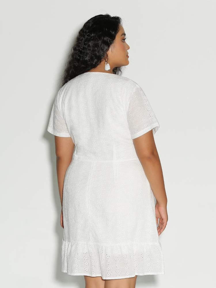 Ruffle Hem V-Neck Dress