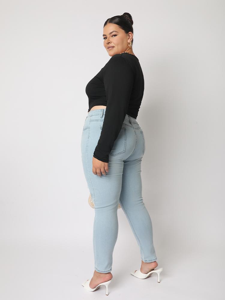 Leopard Detail Long-sleeved Crop T-shirt