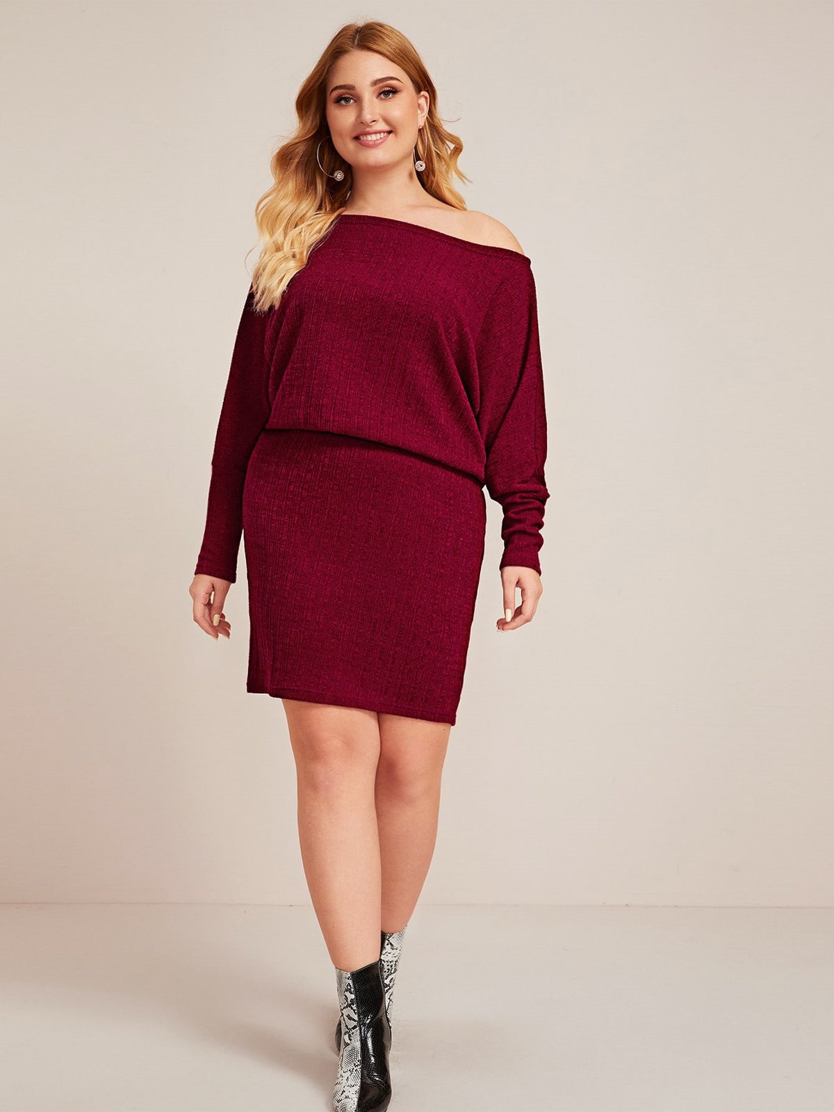 Off-shoulder Plain High Waist Dresses