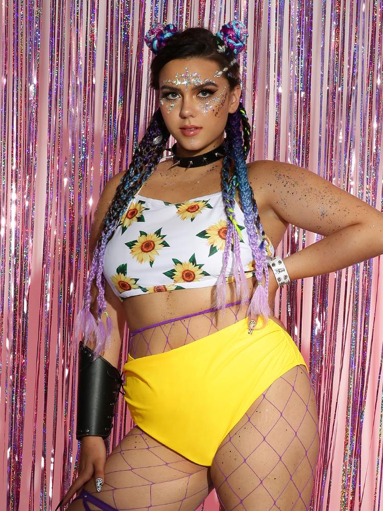 Floral Contrast Tankini