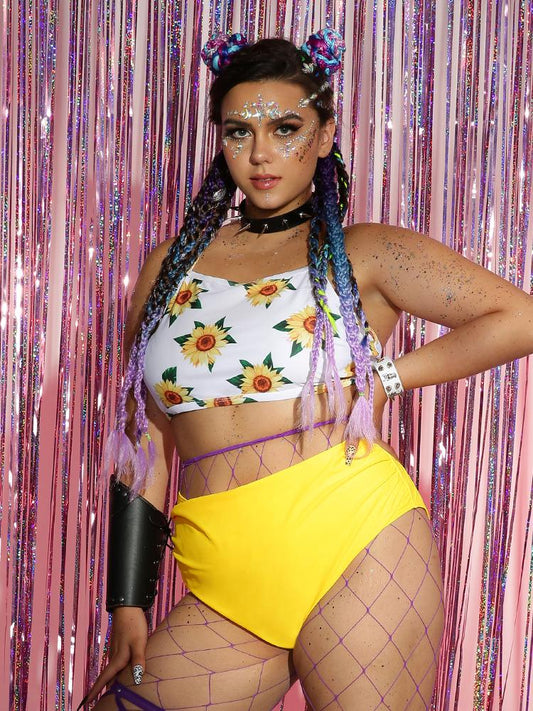 Floral Contrast Tankini