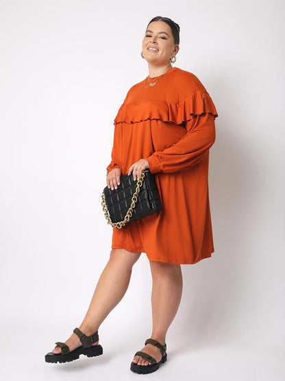 Ruffles Loose Round Neck Dress